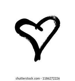 Vector hand drawn heart. Love symbol. Isolated, clip art. Brush, ink. Decor element for Valentine's day card, pattern, poster, label, sticker, postcard and print. 