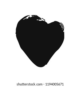 Vector hand drawn heart. Love symbol. Isolated, clip art. Brush, ink. Decor element for Valentine's day card, pattern, poster, label, sticker, postcard and print.