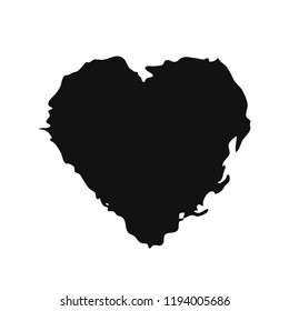 Vector hand drawn heart. Love symbol. Isolated, clip art. Brush, ink. Decor element for Valentine's day card, pattern, poster, label, sticker, postcard and print.