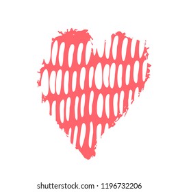 Vector hand drawn heart. Love symbol. Isolated, clip art. Brush, ink. Red decor element for Valentine's day card, pattern, poster, label, sticker, postcard and print.