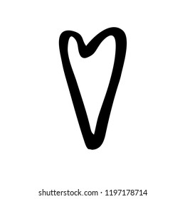 Vector hand drawn heart. Love symbol. Isolated, clip art. Brush, ink. Decor element for Valentine's day card, pattern, poster, label, sticker, postcard and print.