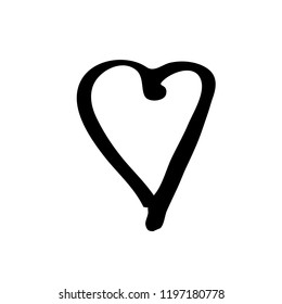 Vector hand drawn heart. Love symbol. Isolated, clip art. Brush, ink. Decor element for Valentine's day card, pattern, poster, label, sticker, postcard and print.