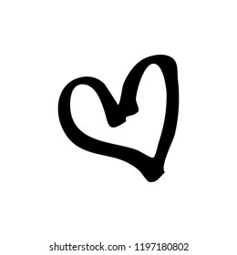 Vector hand drawn heart. Love symbol. Isolated, clip art. Brush, ink. Decor element for Valentine's day card, pattern, poster, label, sticker, postcard and print.