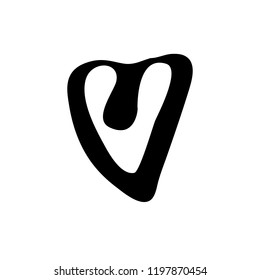 Vector hand drawn heart. Love symbol. Isolated, clip art. Brush, ink. Decor element for Valentine's day card, pattern, poster, label, sticker, postcard and print.