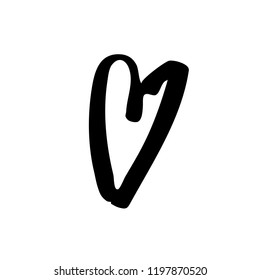 Vector hand drawn heart. Love symbol. Isolated, clip art. Brush, ink. Decor element for Valentine's day card, pattern, poster, label, sticker, postcard and print.