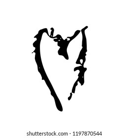 Vector hand drawn heart. Love symbol. Isolated, clip art. Brush, ink. Decor element for Valentine's day card, pattern, poster, label, sticker, postcard and print.