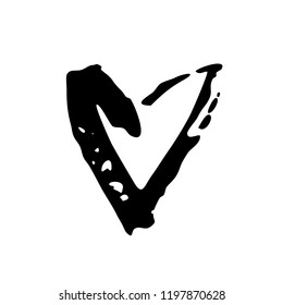 Vector hand drawn heart. Love symbol. Isolated, clip art. Brush, ink. Decor element for Valentine's day card, pattern, poster, label, sticker, postcard and print.