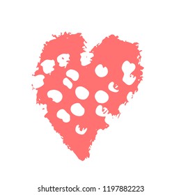 Vector hand drawn heart. Love symbol. Isolated, clip art. Brush, ink. Red decor element for Valentine's day card, pattern, poster, label, sticker, postcard and print.