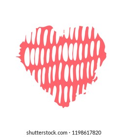 Vector hand drawn heart. Love symbol. Isolated, clip art. Brush, ink. Red decor element for Valentine's day card, pattern, poster, label, sticker, postcard and print.