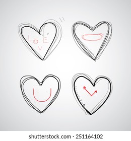 vector hand drawn heart of love 