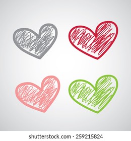 vector hand drawn heart of love 