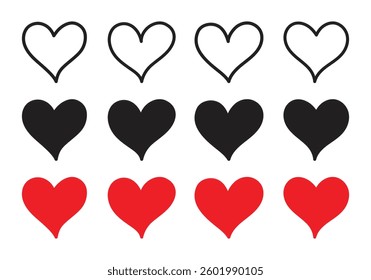 Vector Hand Drawn Heart With Multiple Style Icon Set