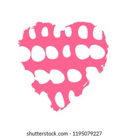 Vector hand drawn heart. Pink love symbol. Isolated, clip art. Brush, ink. Decor element for Valentine's day card, pattern, poster, label, sticker, postcard and print.