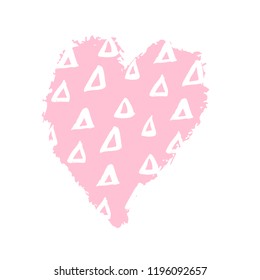 Vector hand drawn heart. Pink love symbol. Isolated, clip art. Brush, ink. Decor element for Valentine's day card, pattern, poster, label, sticker, postcard and print.