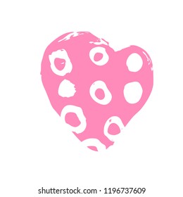 Vector hand drawn heart. Pink love symbol. Isolated, clip art. Brush, ink. Decor element for Valentine's day card, pattern, poster, label, sticker, postcard and print.