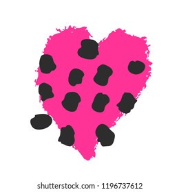 Vector hand drawn heart. Pink love symbol. Isolated, clip art. Brush, ink. Decor element for Valentine's day card, pattern, poster, label, sticker, postcard and print.