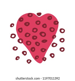 Vector hand drawn heart. Pink love symbol. Isolated, clip art. Brush, ink. Decor element for Valentine's day card, pattern, poster, label, sticker, postcard and print.