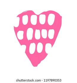 Vector hand drawn heart. Pink love symbol. Isolated, clip art. Brush, ink. Decor element for Valentine's day card, pattern, poster, label, sticker, postcard and print.