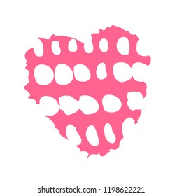 Vector hand drawn heart. Pink love symbol. Isolated, clip art. Brush, ink. Decor element for Valentine's day card, pattern, poster, label, sticker, postcard and print.