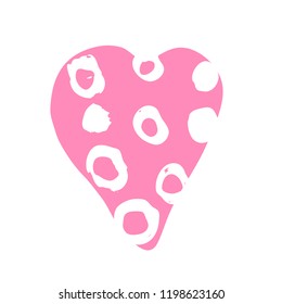 Vector hand drawn heart. Pink love symbol. Isolated, clip art. Brush, ink. Decor element for Valentine's day card, pattern, poster, label, sticker, postcard and print.