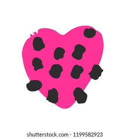 Vector hand drawn heart. Pink love symbol. Isolated, clip art. Brush, ink. Decor element for Valentine's day card, pattern, poster, label, sticker, postcard and print.