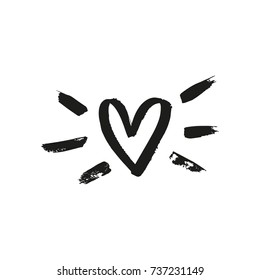 Vector hand drawn heart. Print, sticker, label, element for design and other.