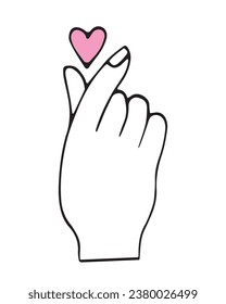 Vector hand drawn hand and heart. Romantic doodle illustration for valentine's day