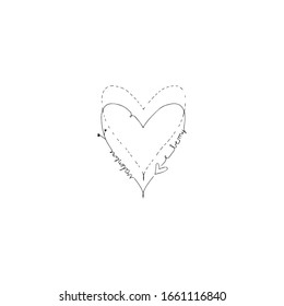 Vector hand drawn heart shaped wreath, with elements: hearts, flowers, leaves. Isolated on a white background.  Can be used for invitation cards, valentine's cards, quotes, blogs, and more