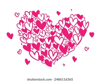 Vector hand drawn heart shapes pattern for happy valentines day