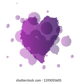 Vector hand drawn heart with watercolor effect. Love symbol. Isolated, clip art. Brush, ink. Decor element for Valentine's day card, pattern, poster, label, sticker, postcard and print.