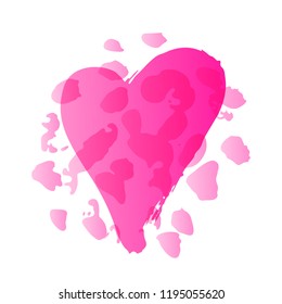 Vector hand drawn heart with watercolor effect. Love symbol. Isolated, clip art. Brush, ink. Decor element for Valentine's day card, pattern, poster, label, sticker, postcard and print.