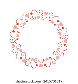 Borde de corazones dibujados a mano por vectores y diseño de marcos.