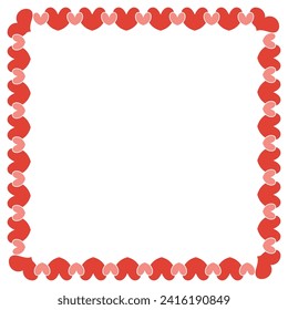 Vector hand drawn hearts border and frame design.