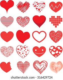 Vector hand drawn hearts set