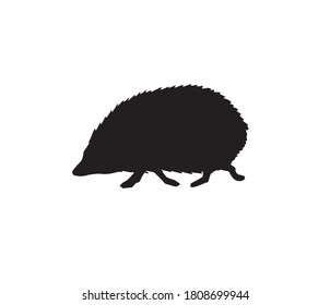 Vector hand drawn hedgehog silhouette isolated on white background