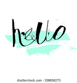 Vector hand drawn hello in calligraphy brush