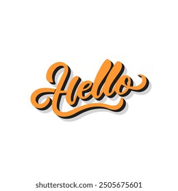 Vector dibujado a mano Hola inscripción en estilo retro. 