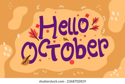 vector hand drawn hello october lettering