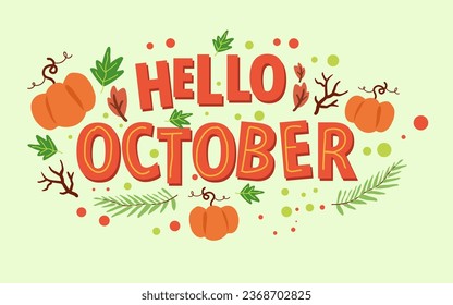 vector hand drawn hello october lettering