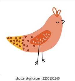 Vector hand drawn hen or bird