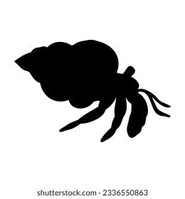 Vector hand drawn hermit crab silhouette isolated white background