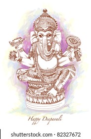 Vector Hand Drawn Hindu God Ganesh