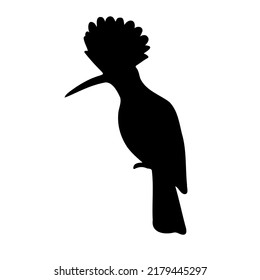 Vector hand drawn hoopoe bird silhouette isolated on white background