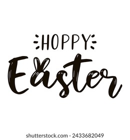 Vector hand drawn Hoppy Easter quote. Funny lettering for ad, poster, print, gift decoration.	
