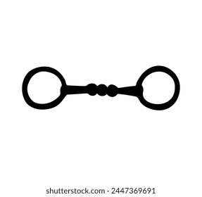 Vector hand drawn horse equestrian bit silhouette isolated on white background