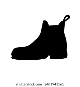 Vector hand drawn horse riding boot silhouette isolated on white background