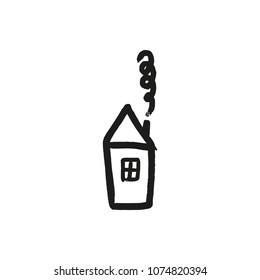 Vector hand drawn house, brush line art. 