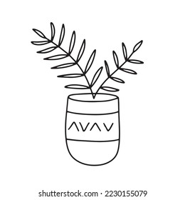 Vector hand drawn houseplant. Isolated on white background drawing for prints and posters