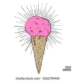 Vector hand drawn ice cream.