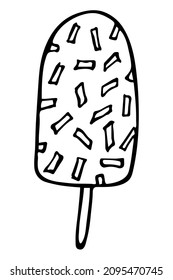 Vector hand drawn ice cream isolated on white backgrounds. Cute dessert illustration. For print, web, design, decor, logo.
